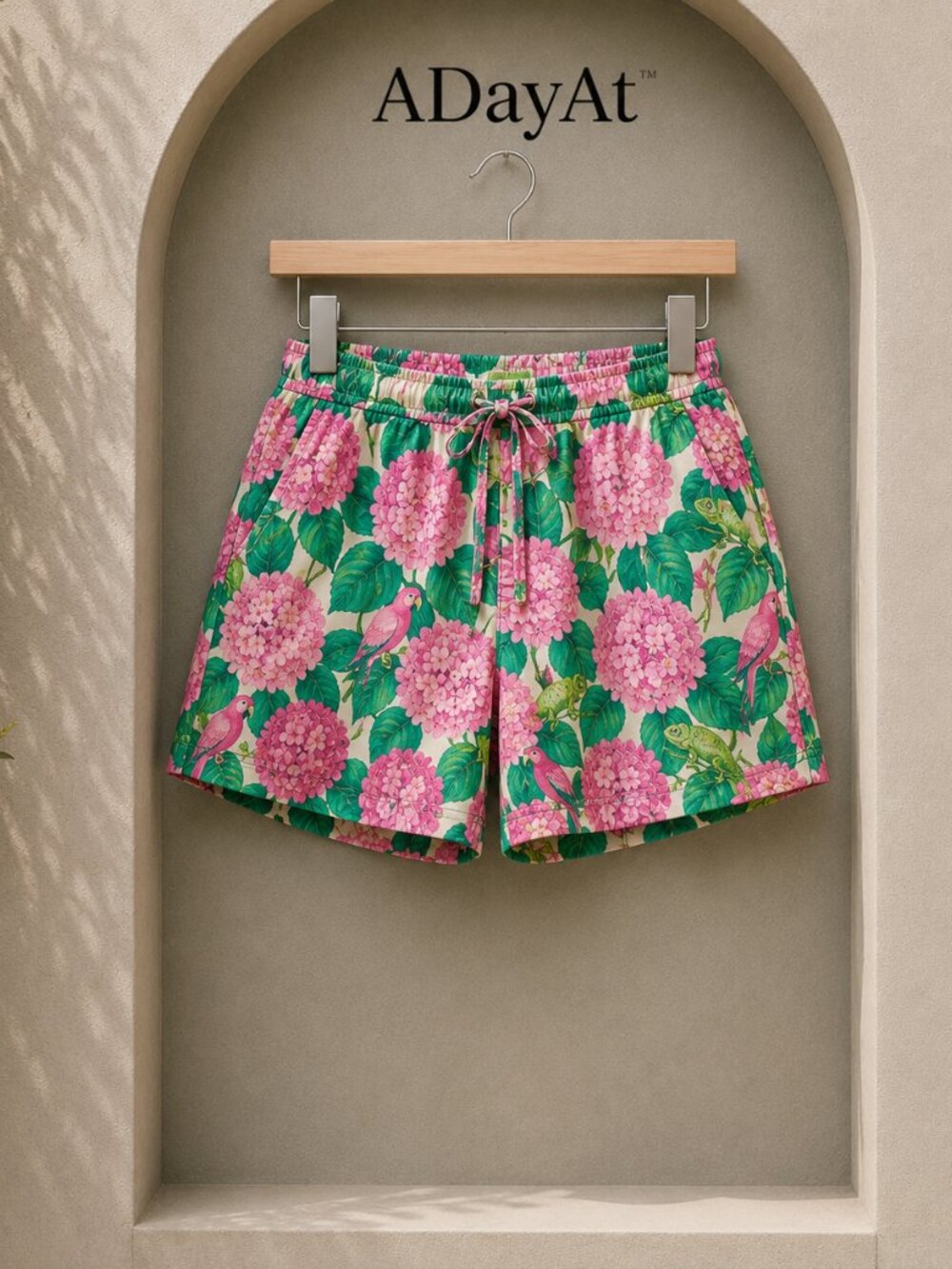 Printfresh Hydrangea Frog & Parrot Lounge Shorts 3X Organic Cotton Pajama Shorts